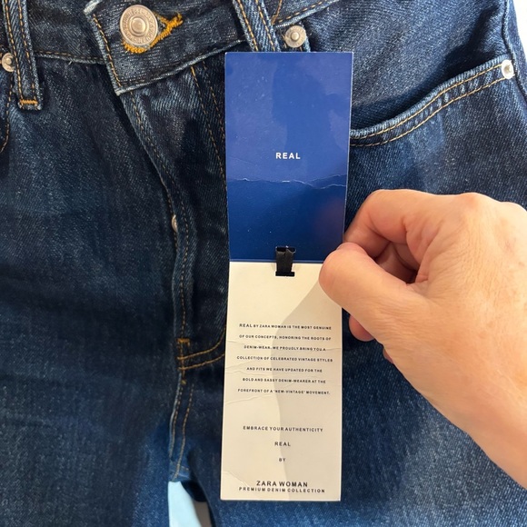 ZARA Sz 2 The High Rise Straight Samurai Selvedge Distressed Button Fly NEW - Picture 6 of 14